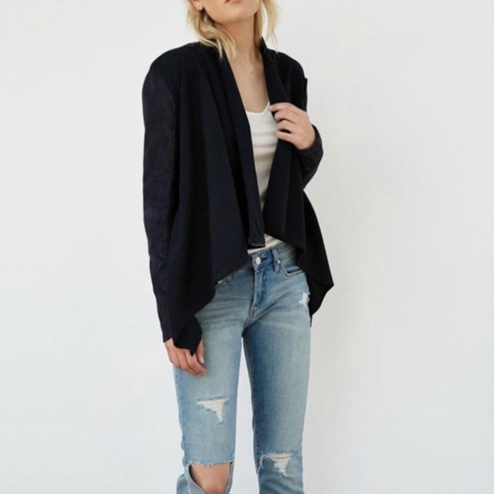 Blank NYC Black Faux Suede Draped Jacket